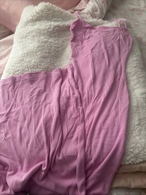 SKIMS Pink Ribbed Maxi Slip Dress